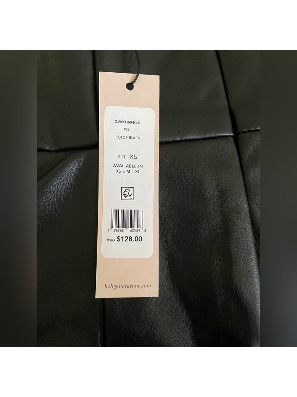 BCBGENERATION-Women's Faux-Leather Flounce-Hem Mini Dress-XS-black Retail $128 - Picture 7 of 13